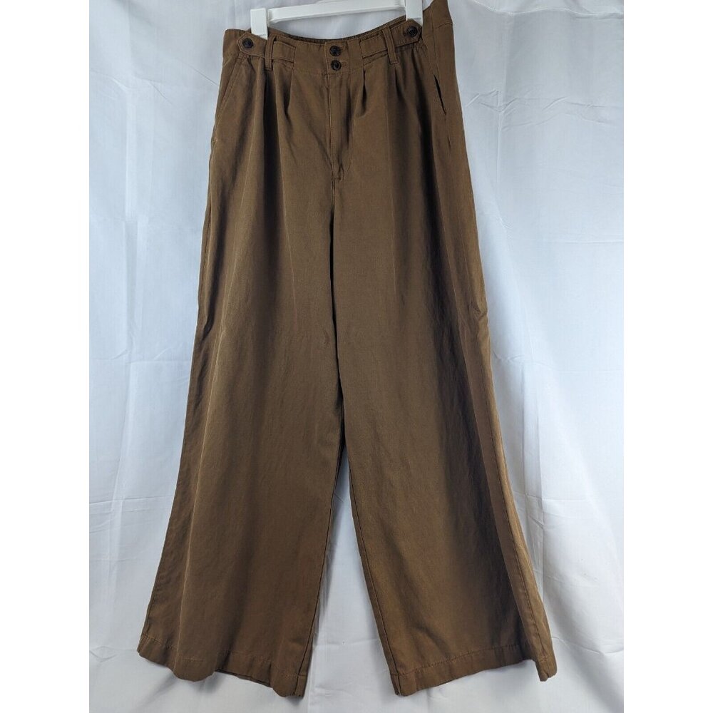 Madewell The Harlow Wide Leg Draped Tencel Pant in Acorn Brown Size 14 Pants
